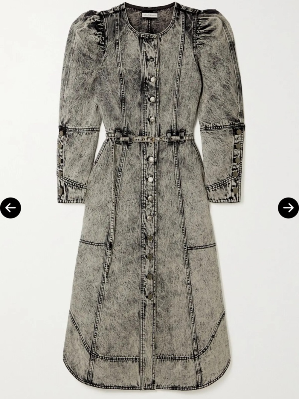 Ulla Johnson Washed Black Button-Front Midi Dress